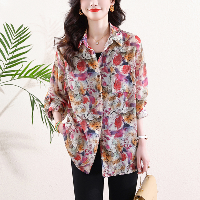 Autumn sunscreen small shirt retro unique shirt for women