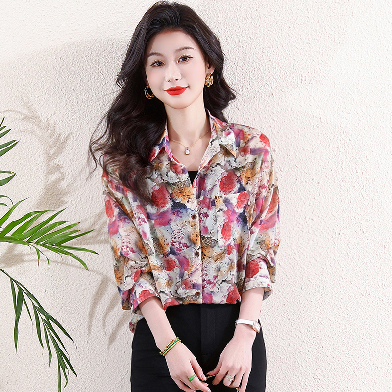 Autumn sunscreen small shirt retro unique shirt for women