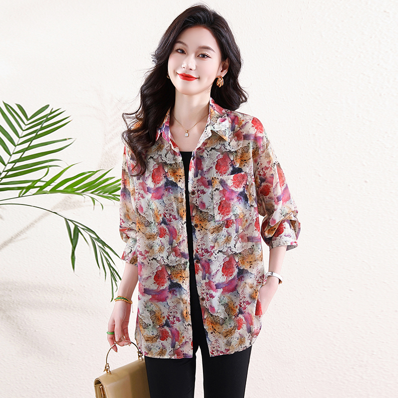 Autumn sunscreen small shirt retro unique shirt for women