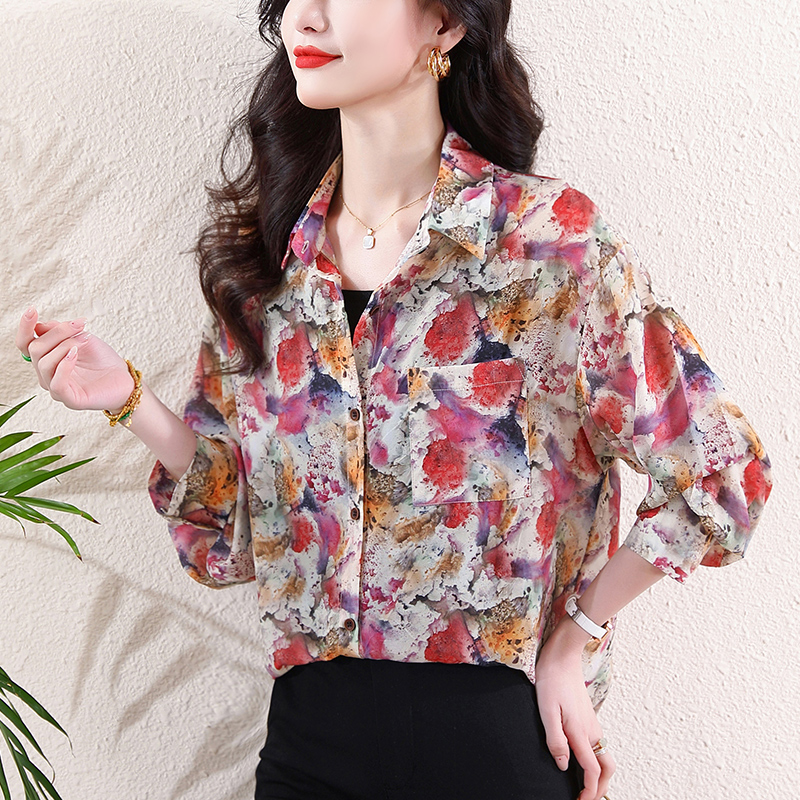 Autumn sunscreen small shirt retro unique shirt for women