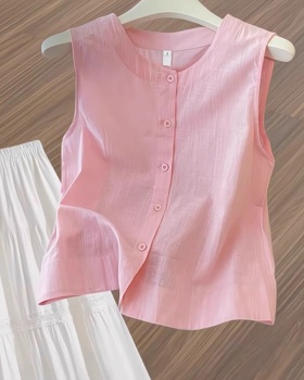 Flax pink unique shirt Korean style niche sleeveless tops