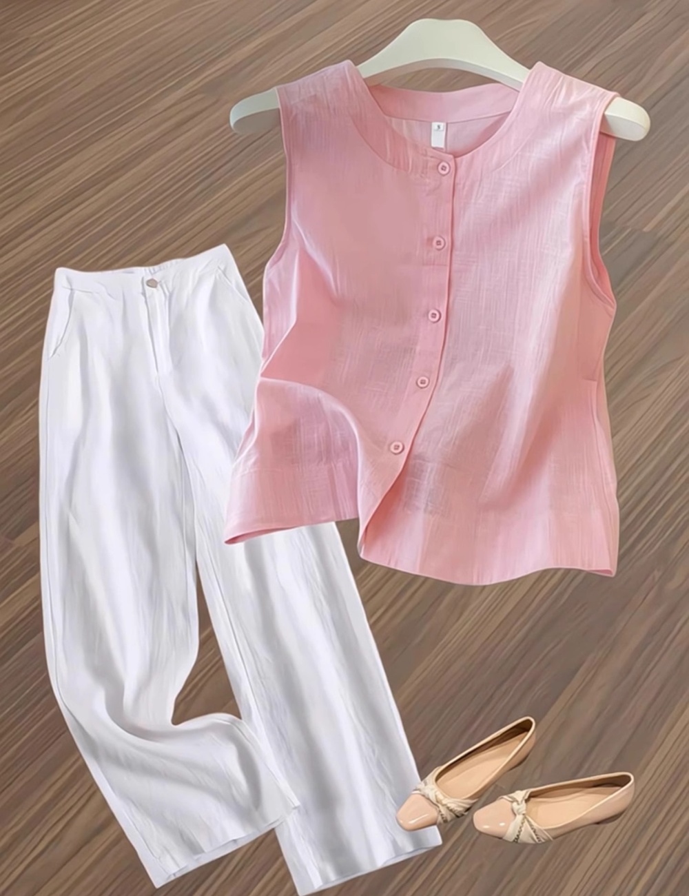 Flax pink unique shirt Korean style niche sleeveless tops