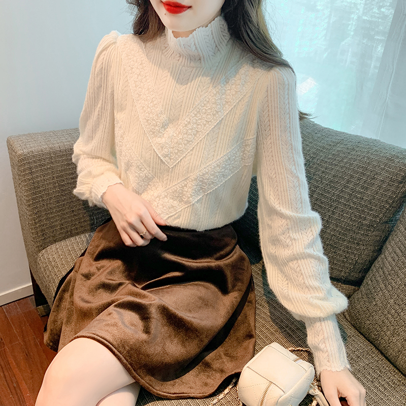 Lace shirts bottoming shirt for women
