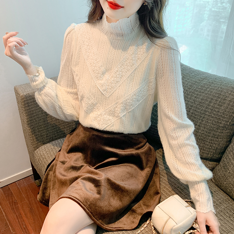 Lace shirts bottoming shirt for women