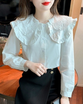 Doll collar all-match tops autumn loose shirt for women