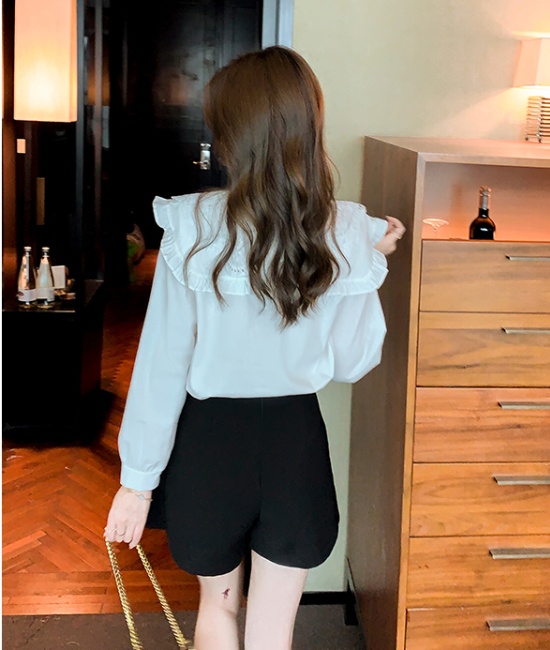 Doll collar all-match tops autumn loose shirt for women