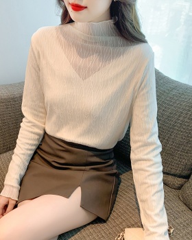 Korean style high collar tops gauze bottoming shirt for women