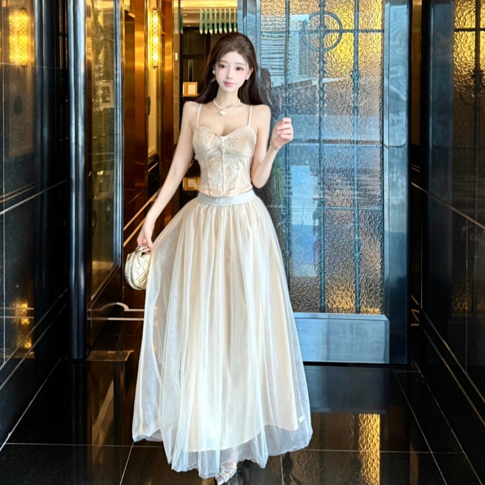 Temperament show young fold Western style dress 2pcs set