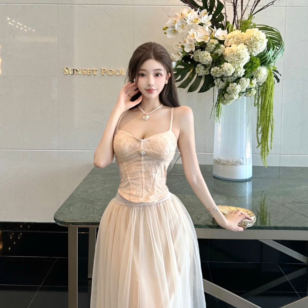 Temperament show young fold Western style dress 2pcs set