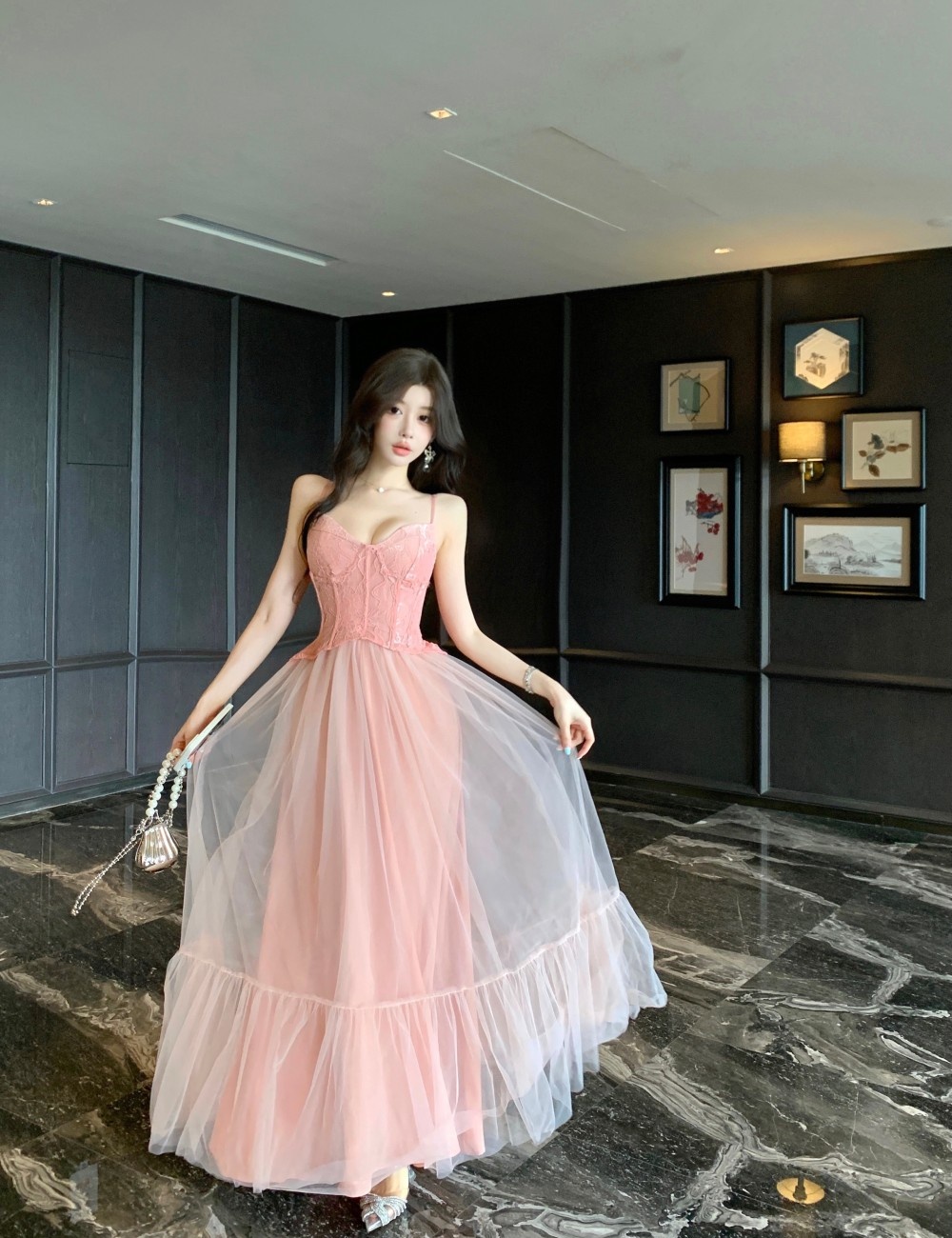 Big skirt wrapped chest corset temperament formal dress