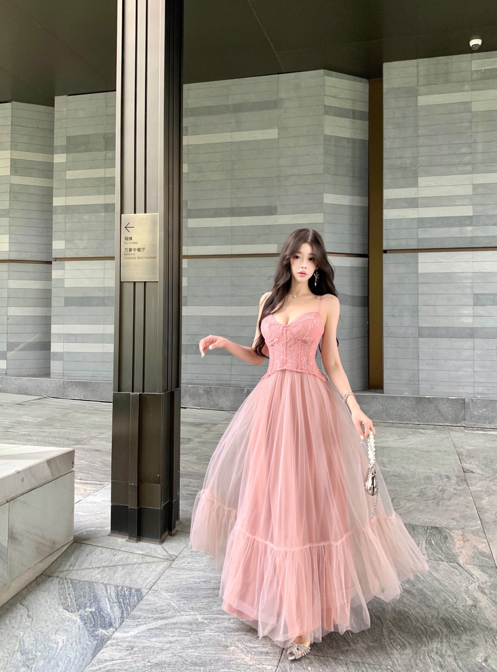 Big skirt wrapped chest corset temperament formal dress