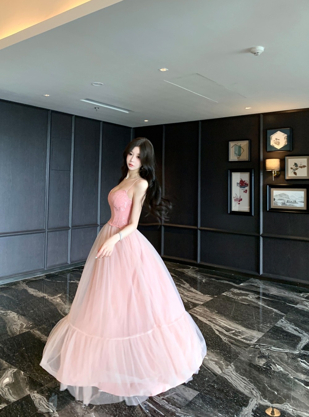 Big skirt wrapped chest corset temperament formal dress
