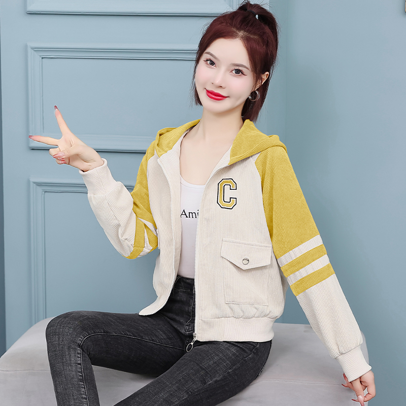 Korean style short coat Casual corduroy jacket for women