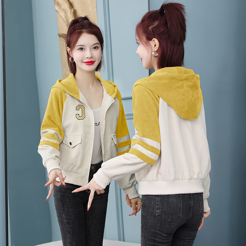 Korean style short coat Casual corduroy jacket for women