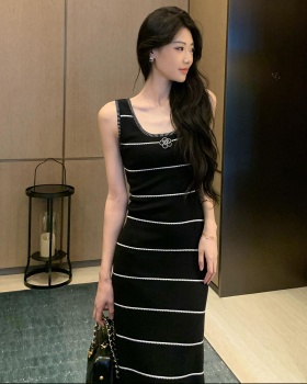 Summer sleeveless dress Korean style stripe long dress