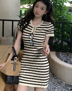 Pinched waist Casual summer slim high waist dress