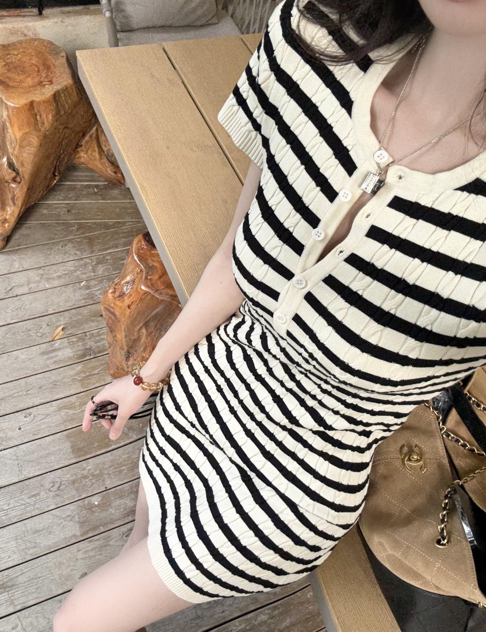 Pinched waist Casual summer slim high waist dress
