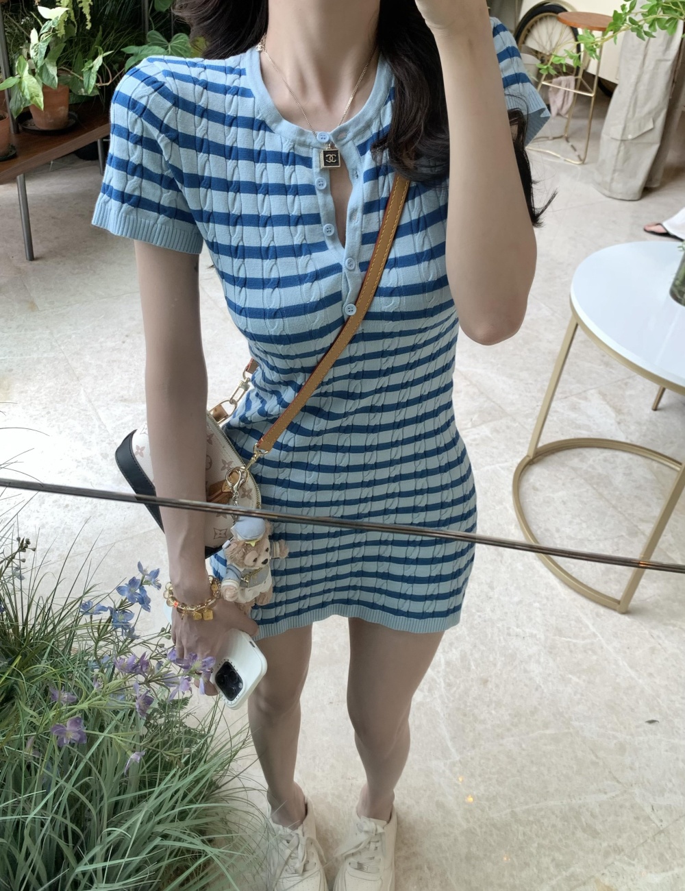 Pinched waist Casual summer slim high waist dress