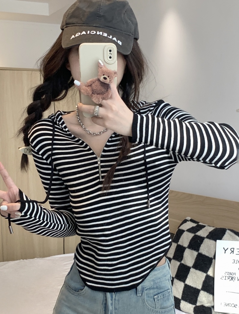 Drawstring bottoming shirt T-shirt for women