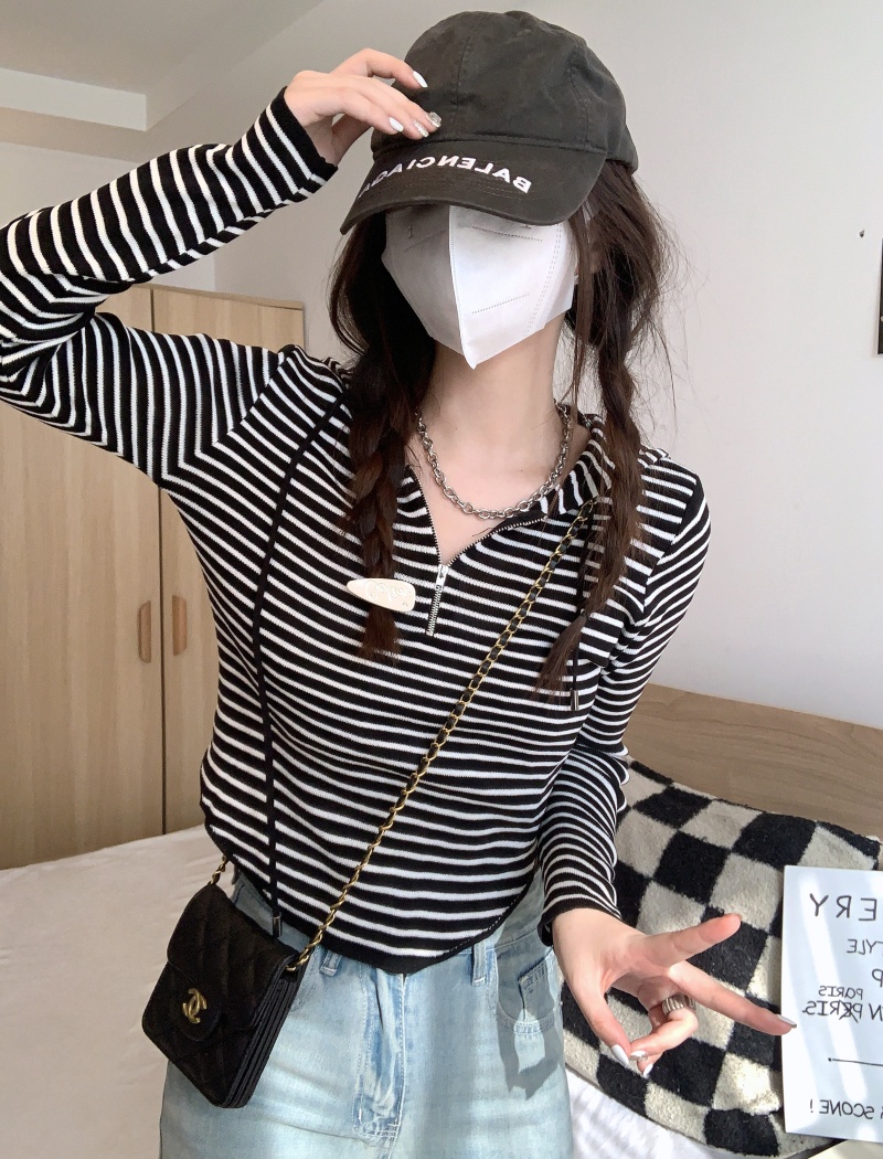 Drawstring bottoming shirt T-shirt for women