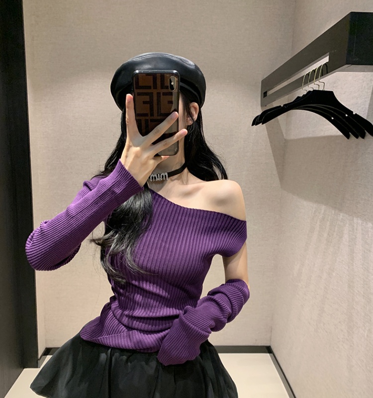 Strapless slim sweater autumn fashion tops for women