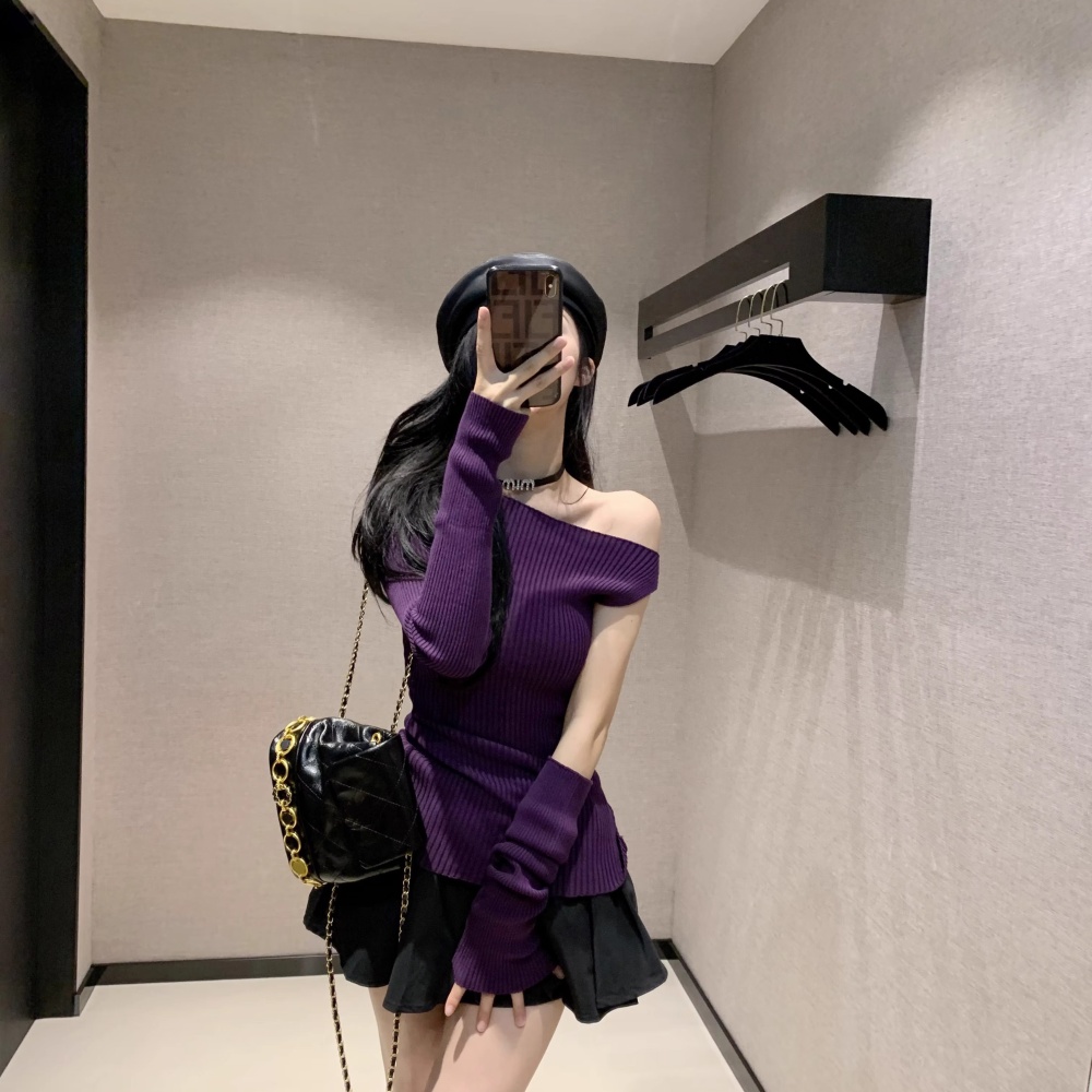Strapless slim sweater autumn fashion tops for women