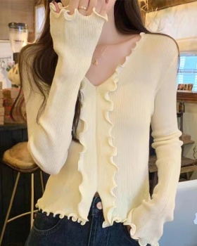 Inside the ride wood ear sweater slim autumn tops for women