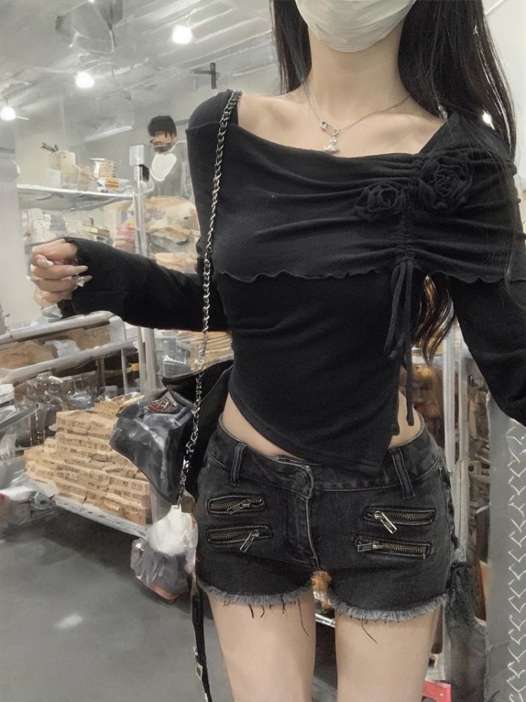Slim short tops refinement T-shirt for women