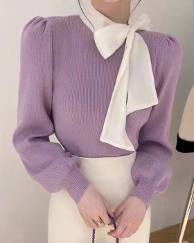 Bandage pure autumn square collar tops for women