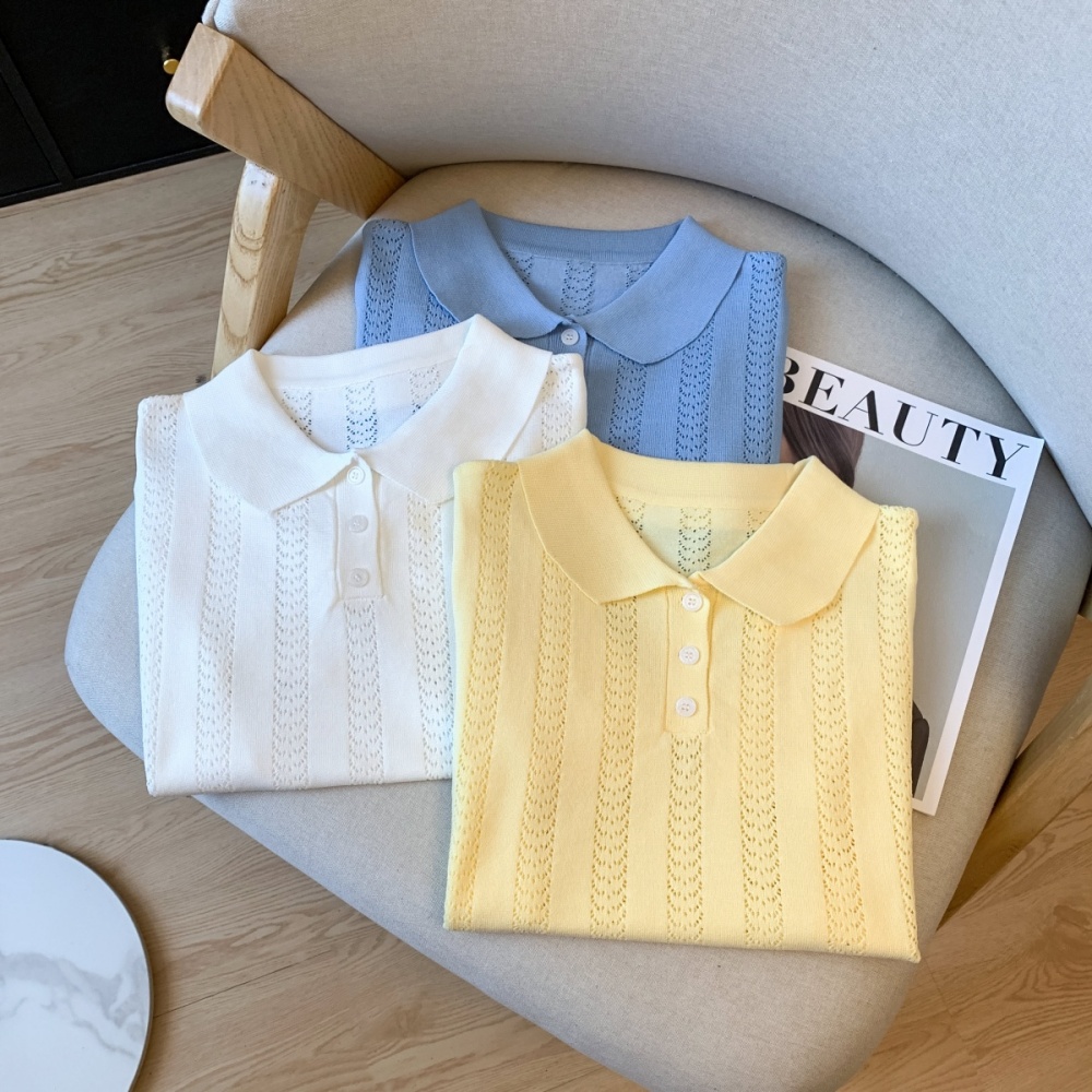 Unique niche shirts lapel summer sweater for women
