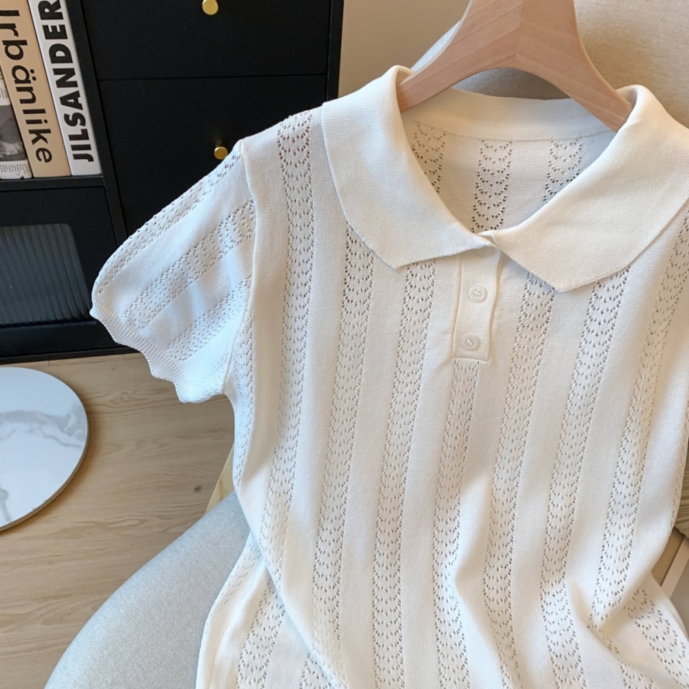 Unique niche shirts lapel summer sweater for women