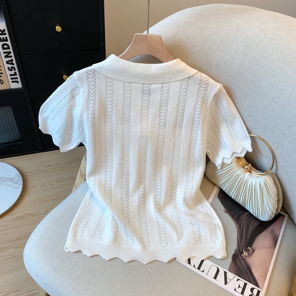 Unique niche shirts lapel summer sweater for women