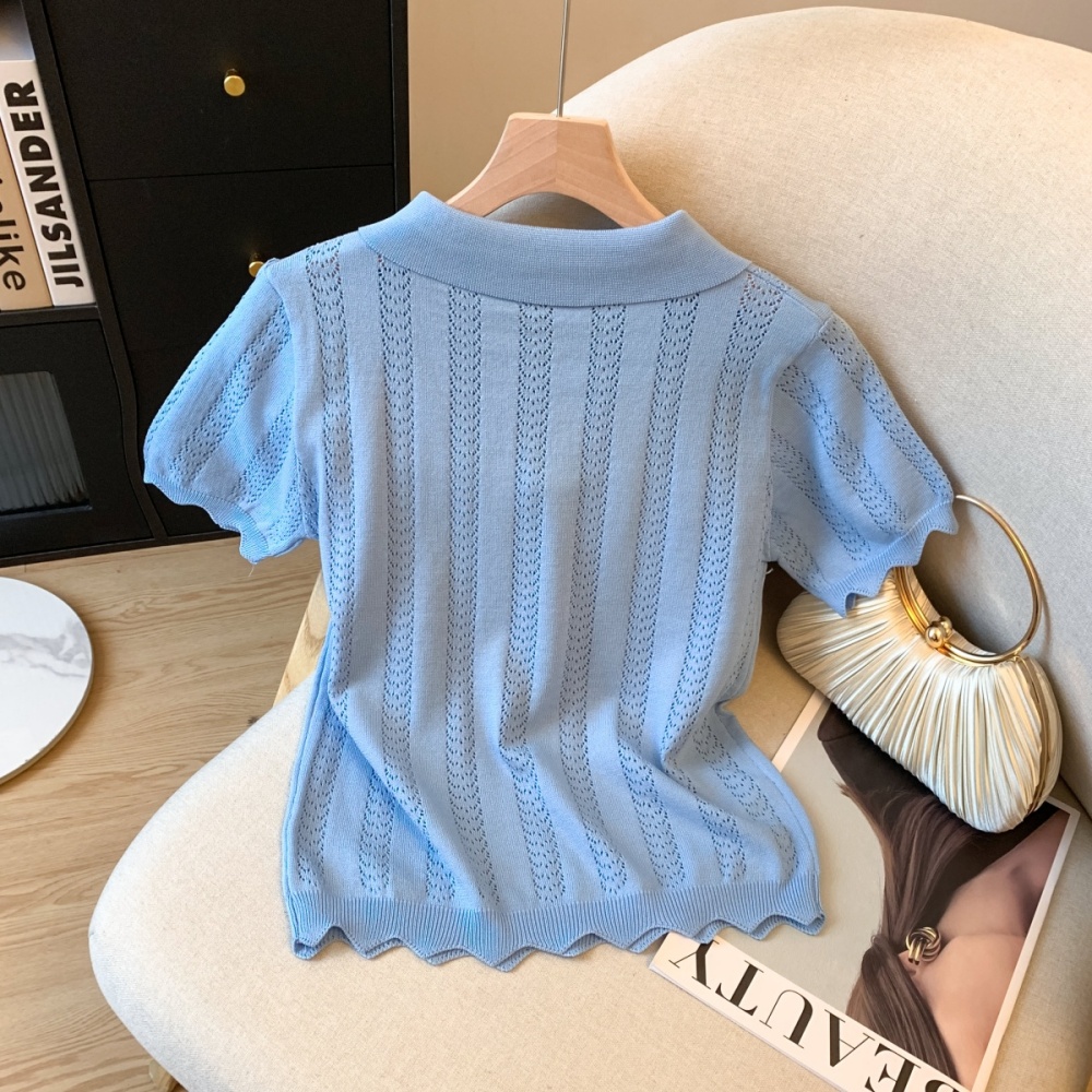 Unique niche shirts lapel summer sweater for women