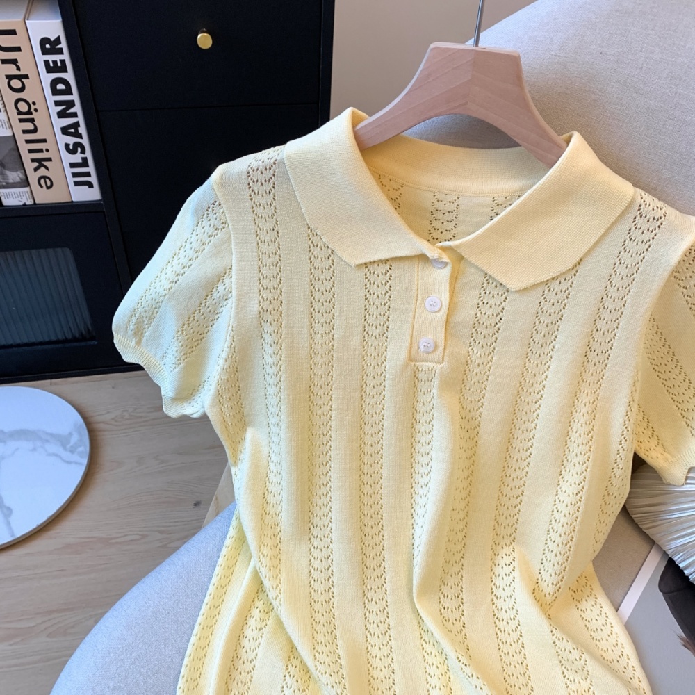 Unique niche shirts lapel summer sweater for women