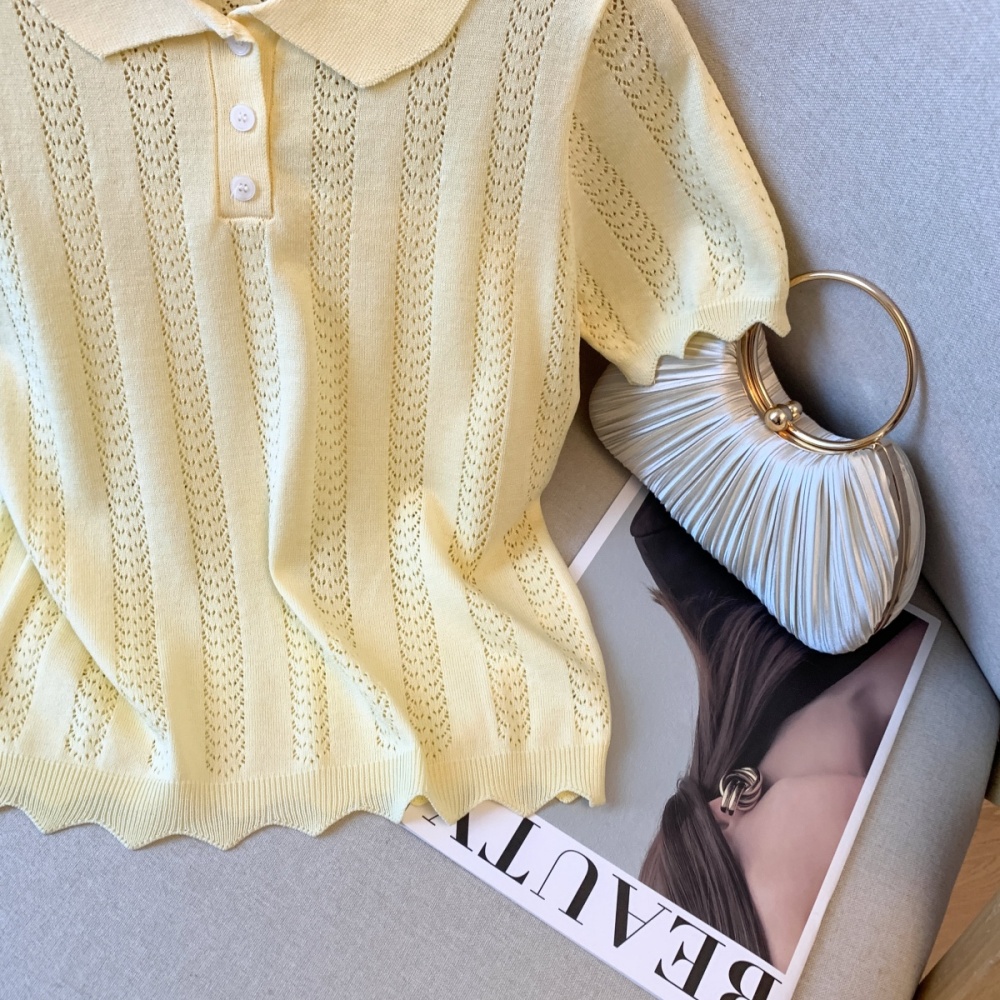 Unique niche shirts lapel summer sweater for women