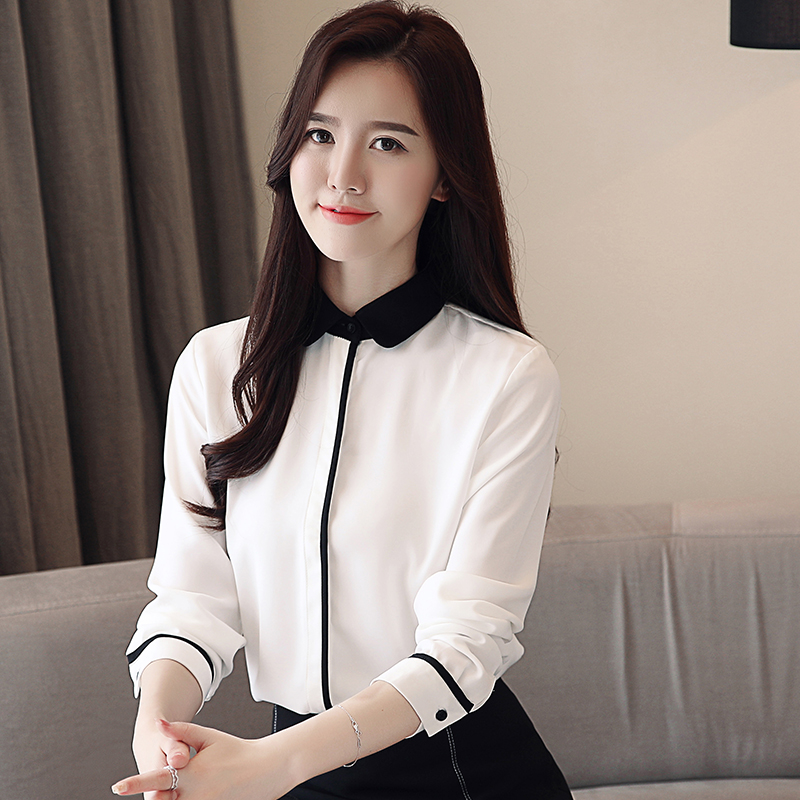 Long sleeve Korean style chiffon shirt autumn small shirt