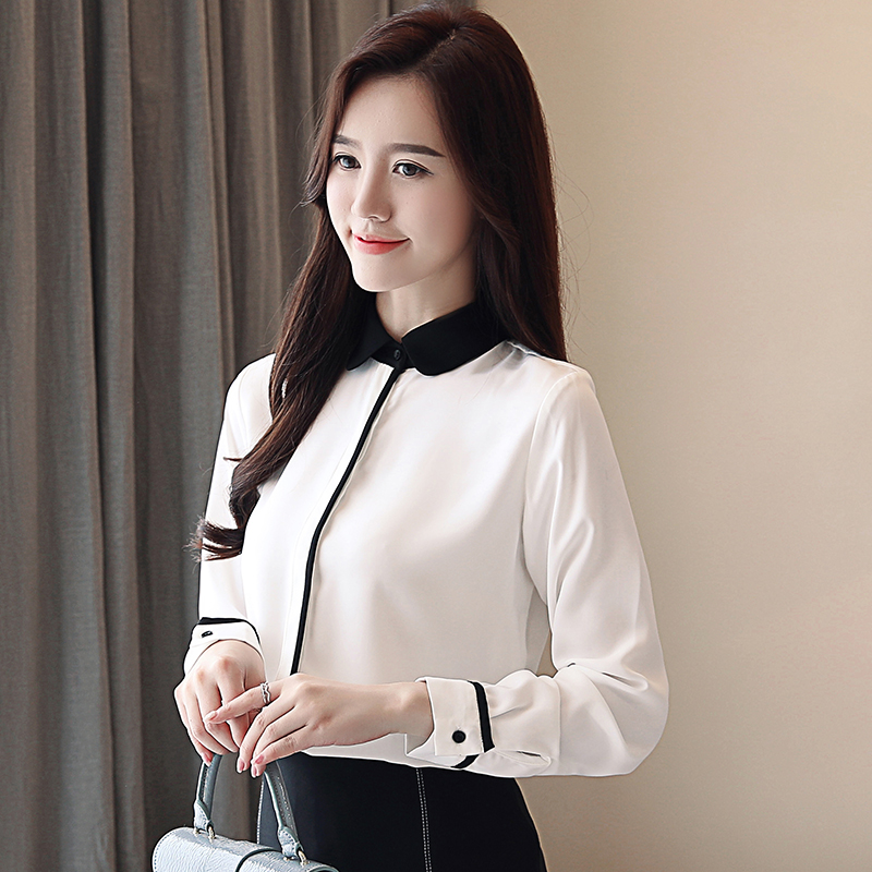 Long sleeve Korean style chiffon shirt autumn small shirt
