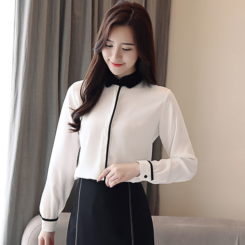 Long sleeve Korean style chiffon shirt autumn small shirt