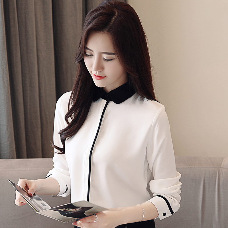 Long sleeve Korean style chiffon shirt autumn small shirt