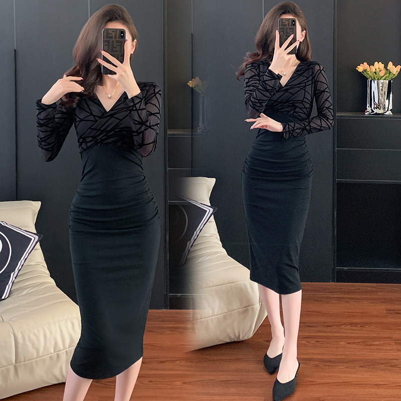 France style long dress autumn dress