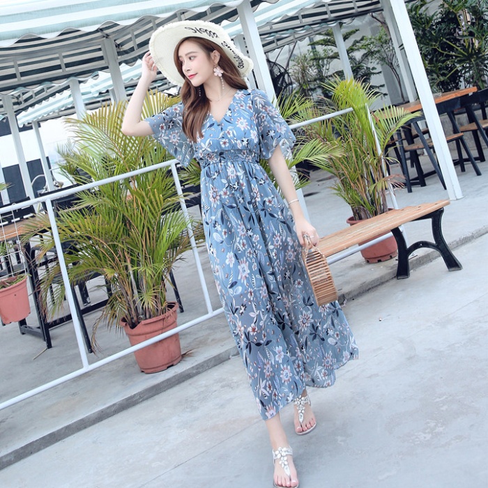 Frenum temperament long dress vacation slim dress
