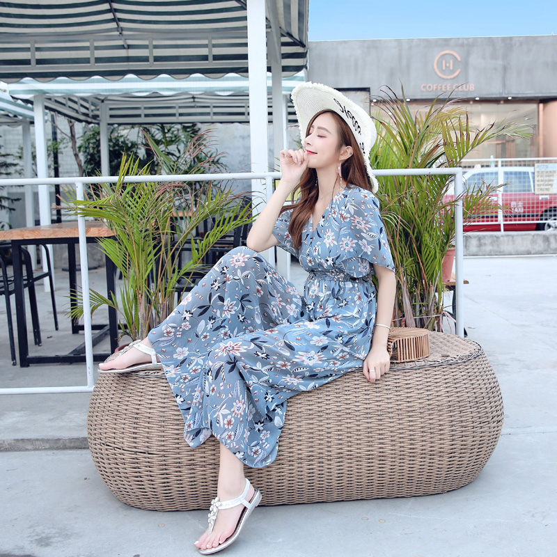 Frenum temperament long dress vacation slim dress