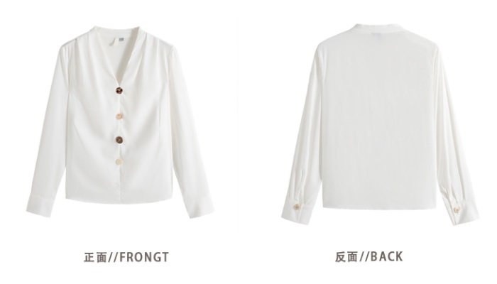 Long sleeve all-match shirt V-neck tops for women