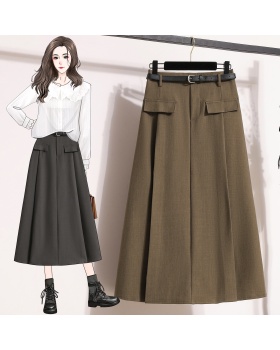 Straight high waist business suit drape A-line skirt