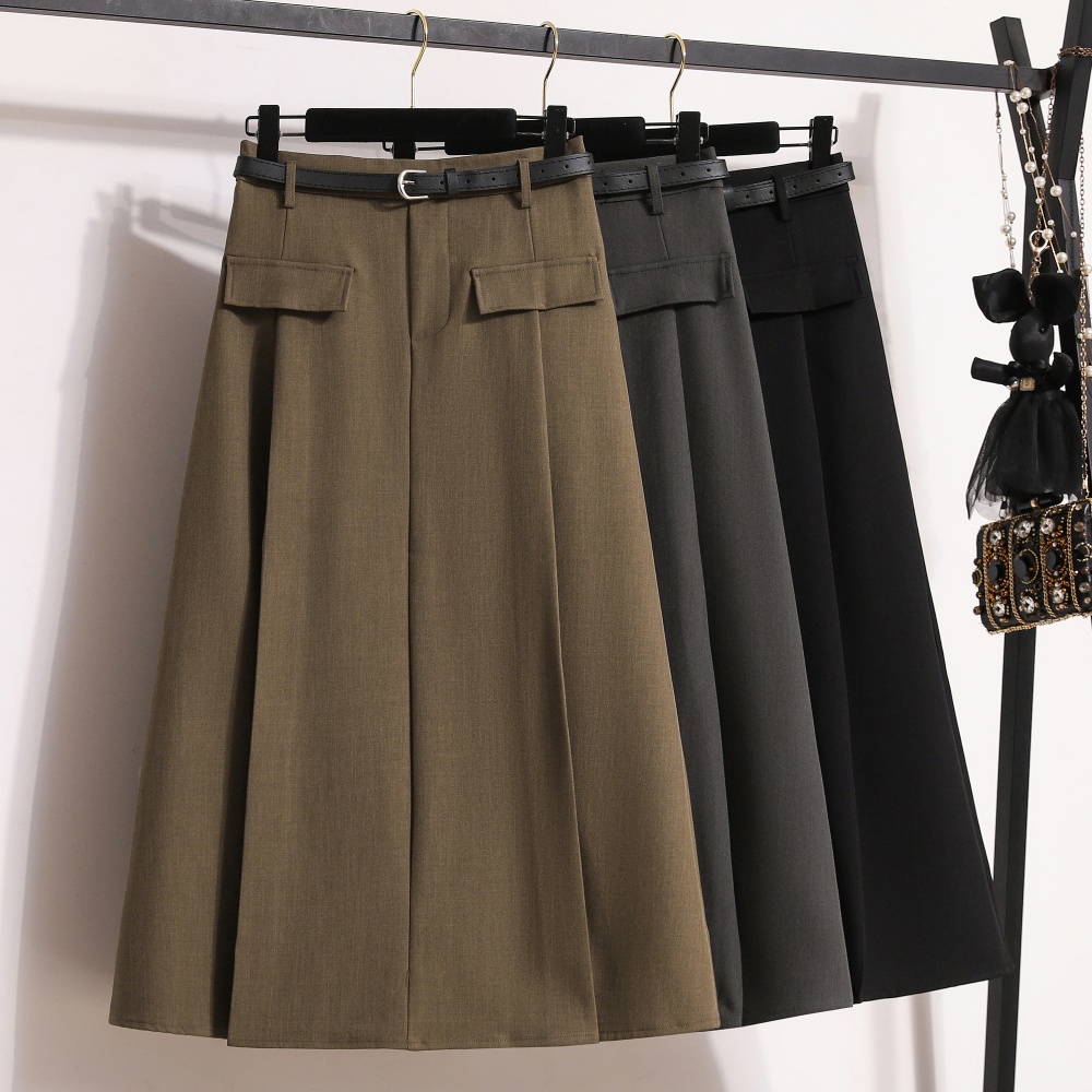 Straight high waist business suit drape A-line skirt