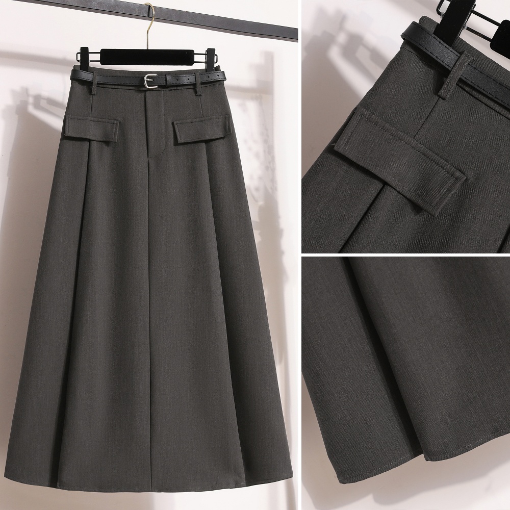 Straight high waist business suit drape A-line skirt