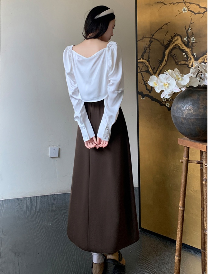 Hepburn style long skirt high waist skirt for women
