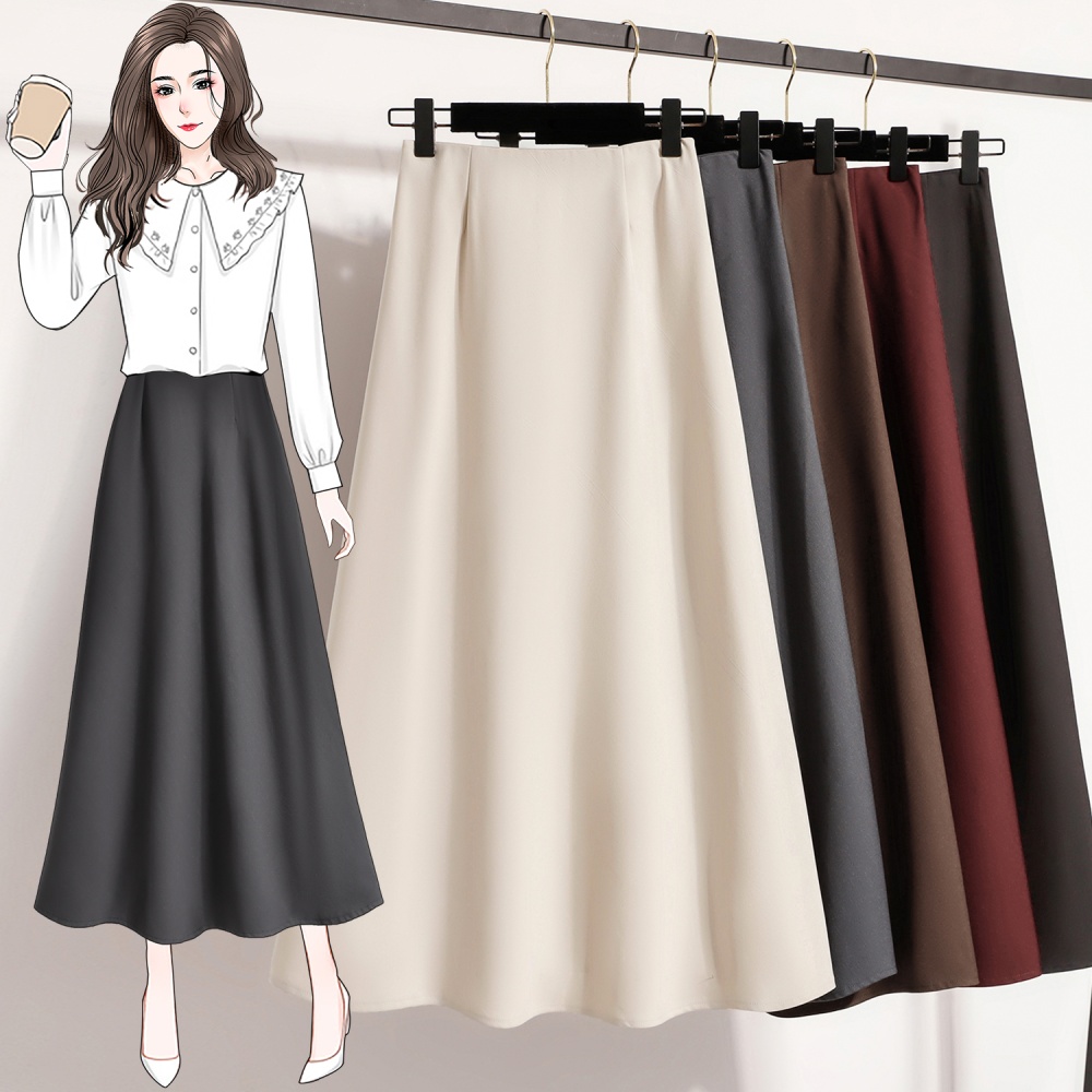 Elastic waist A-line skirt all-match business suit