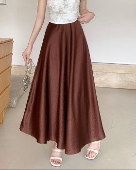 Temperament long skirt satin short skirt for women