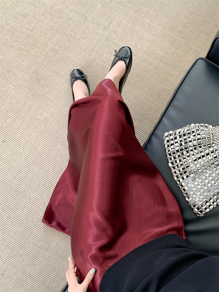 Temperament long skirt satin short skirt for women